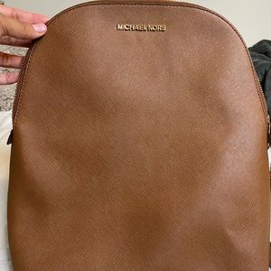 brown leather michael kors book bag